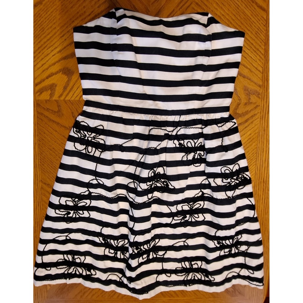 Lilly Pulitzer Payton Black White Swizzle Stripe Soutache Strapless Dress Size 4 - Picture 4 of 6